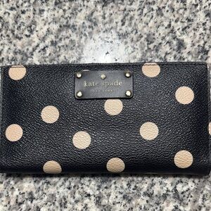 Kate Spade Black and Tan Polka Dot Wallet